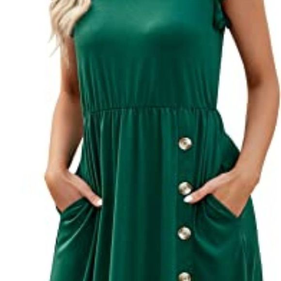 Womens Dresses Casual Summer Dress Black Ruffle Sleeveless Midi Dress - Picture 2 of 4